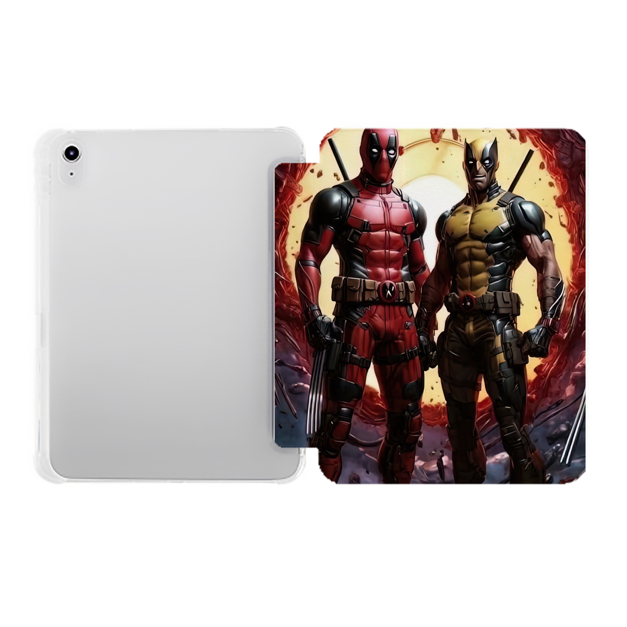 （画像用） Deadpool デッドプール IPad ケース ペン収納付き 三つ折りスタンド PUレザー×シリコン 対応機種9.5/10.5/10.9インチ